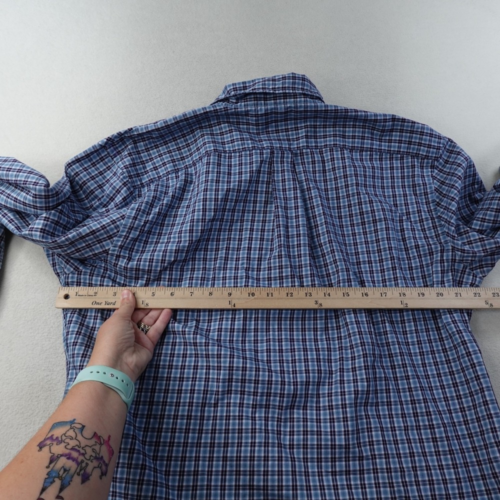 J Press Shirt Mens XXL Blue Plaid Button Down 100% Cotton Trunk Club Preppy - Picture 9 of 12